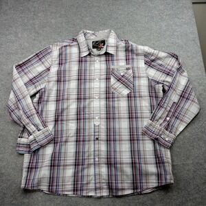 Amplify Shirt Mens 2XL Gray Purple Plaid Button Front Long Sleeve Casual‎ Top